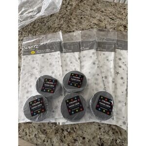 6 Spritz Table Covers Rectangular 52"x 108- White/Silver 5Rolls Streamers 5473